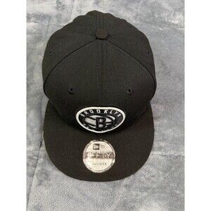 NEW ERA 9FIFTY BROOKLYN NETS SNAPBACK HAT NBA SIDE PATCH BLACK GREY BRIM CAP BNW